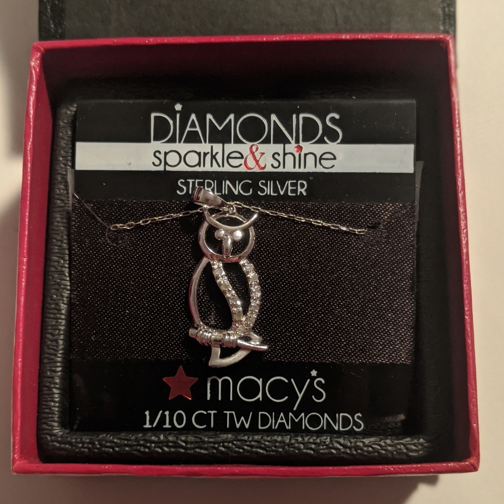 Macy's sparkle & shine silver and diamond necklace